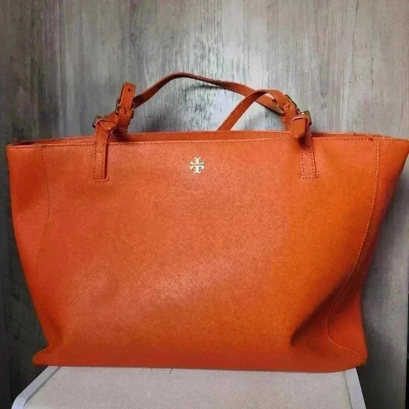 Tory Burch York Buckle Tote Bag in Orange - Picture 1 of 16